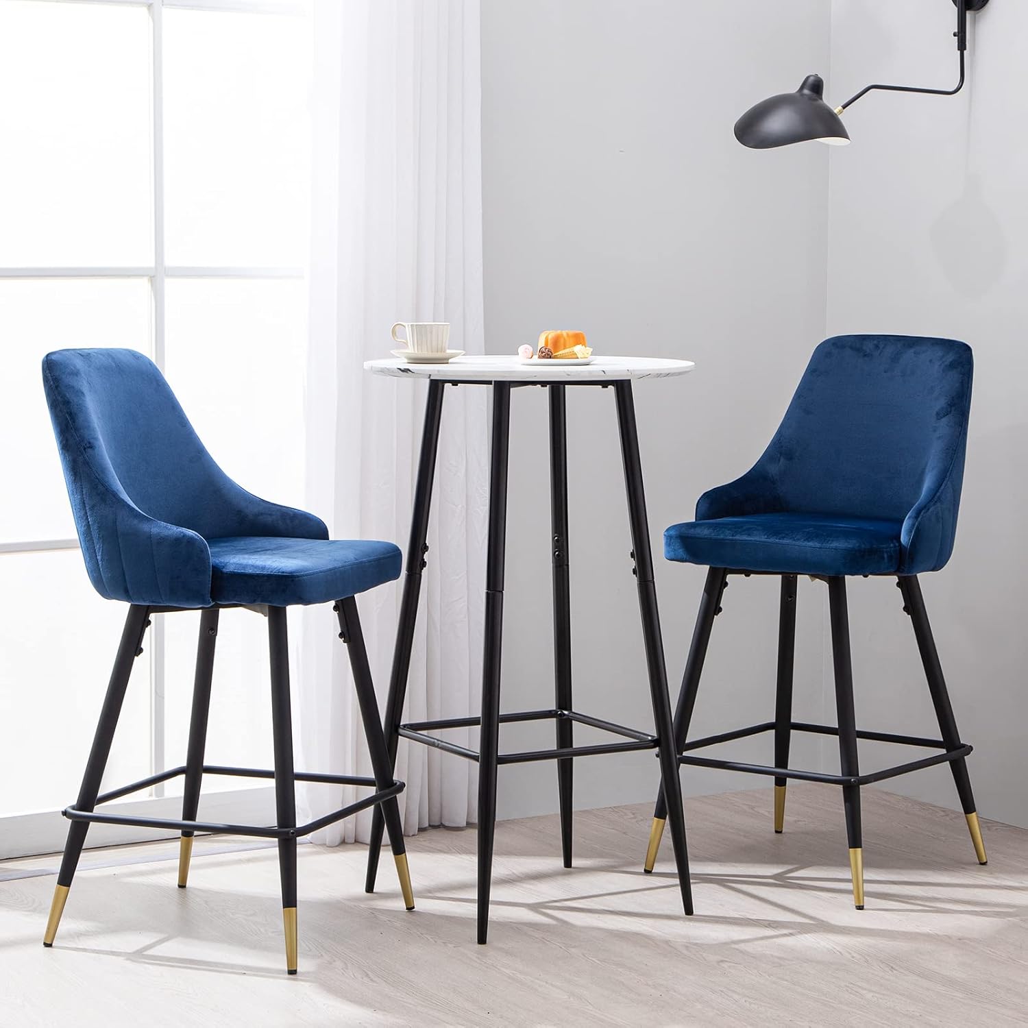 Round Bar Table and Chairs Set Modern Marble Pub Table