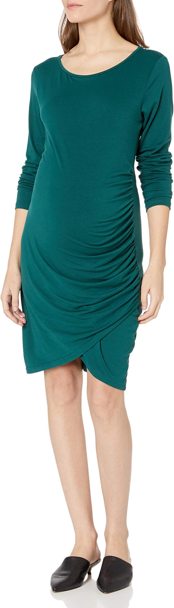 Coolmee Womens Maternity Dresses Casual Ruched Short Sleeve Irregular Bodycon Mini Dress for Women