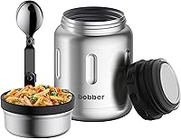 Vista 1 de BOBBER Termo aislado de acero inoxidable de 24 onzas para alimentos calientes con boca extra ancha, cuchara y tazón integrados, mantiene la comida