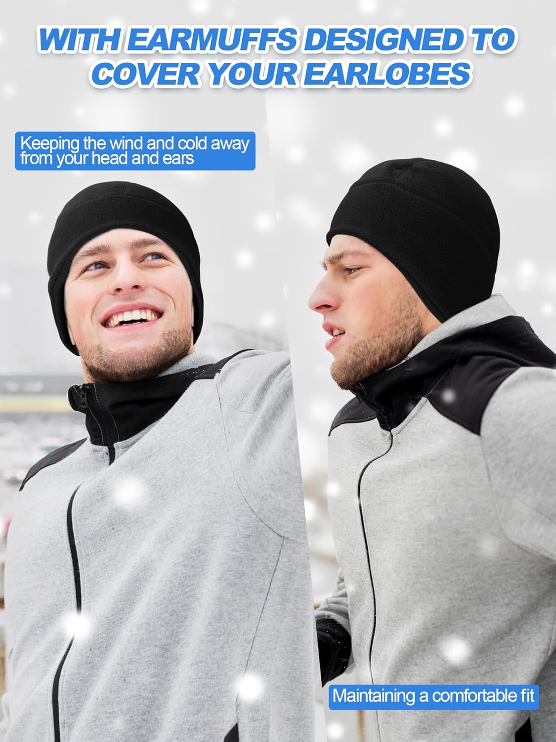 SATINIOR Winter Warm Skull Cap Ear Flap Soft Fleece Beanie Hat Thick Windproof Cap Skiing Outdoor Tactical Warm for Men Women - Image 4