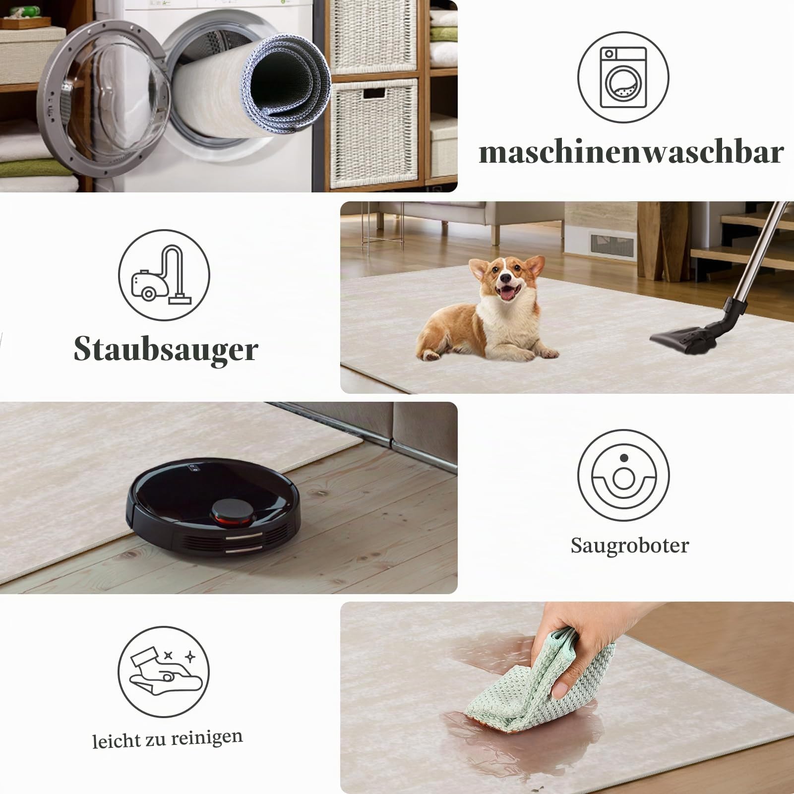 Teppich Läufer Flur rutschfest Küchenteppich 80 x 400 cm Waschbar Flurläufer Teppichläufer Fußmatte Lang Korridor Teppiche Läufer für Küche, Wohnzimmer, Schlafzimmer Beige