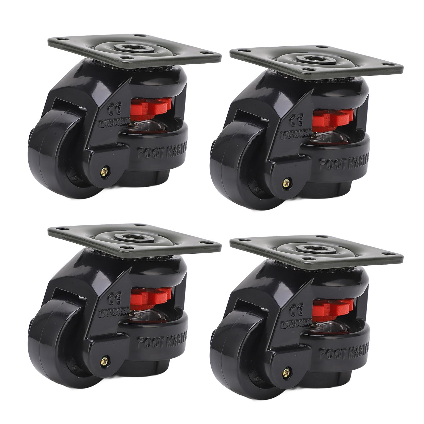 Ruedas Giratorias con Ajuste de Nivel 50mm, 4 Piezas, Nylon de Alta Resistencia, Carga 500kg, Ruedas Industriales para Máquinas, Mesas de Trabajo Móviles, Equipo Pesado