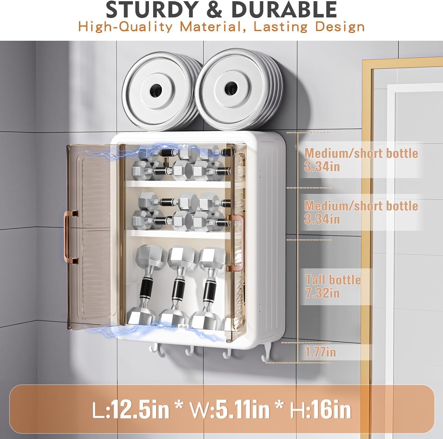 CEPHEUS ENTERPRISE Wall-Mounted Multipurpose Storage Cabinet with Doors & Shelves, Self-Adhesive Bathroom and Kitchen Organizer for Toiletries, Spices, Cleaning Supplies & Daily Essentials 3