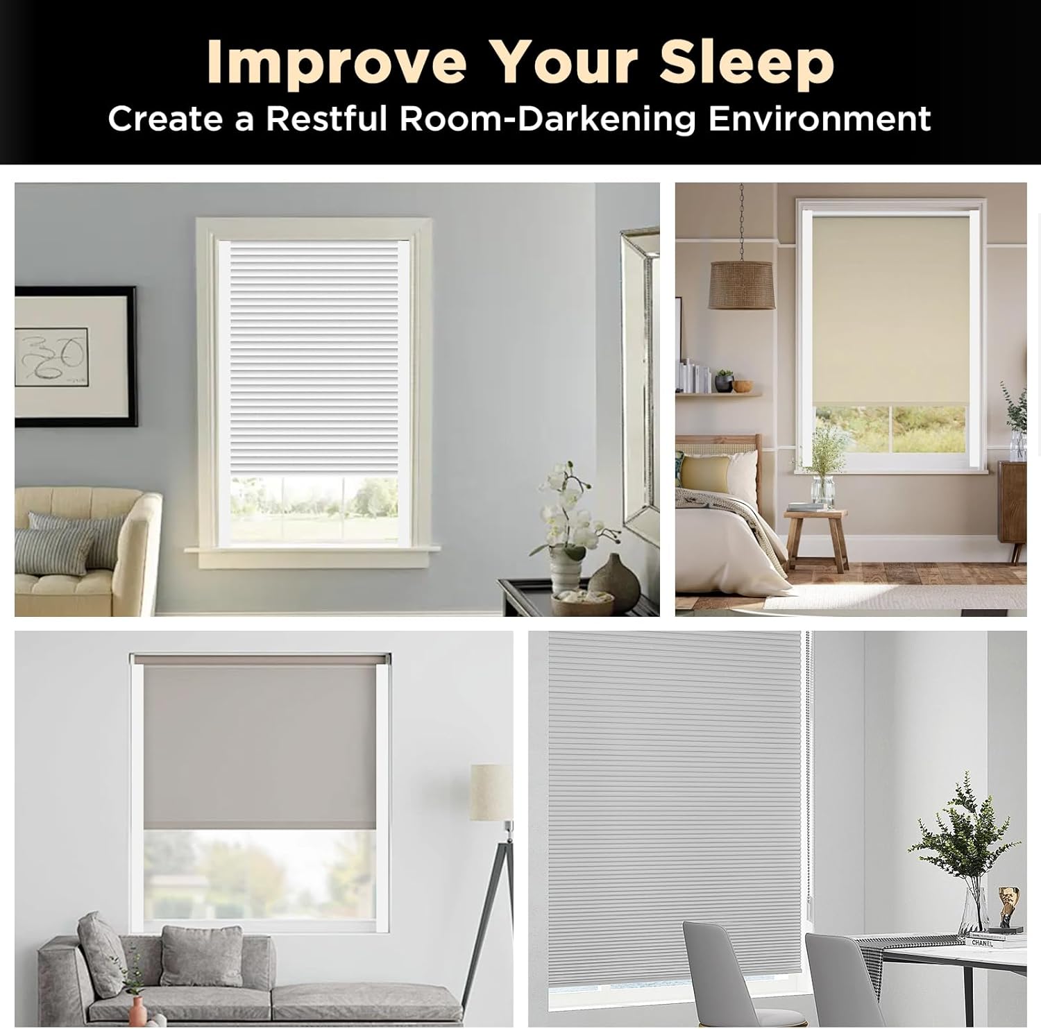 100% Light Blocking Strips Blackout L-Shaped PVC Dual-Side Tracks – for Cellular Blind, Window Roller Shades,Blinds & Window Shades – Easy to Install for Bedroom & Nursery (White, 58.5",2Pcs)