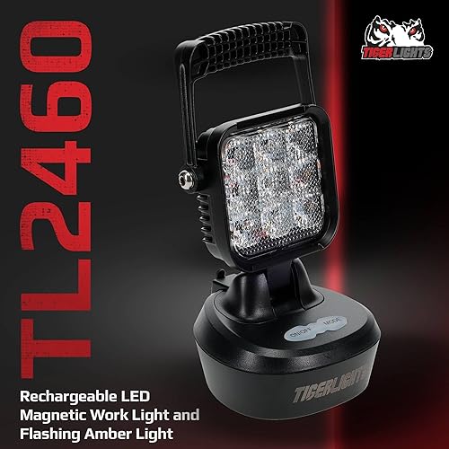 Miniatura 7 de Tiger Lights TL2460 - Luz de trabajo magnética LED recargable de 1000 lúmenes, 3 3/8 de longitud, luz intermitente/inundación todoterreno
