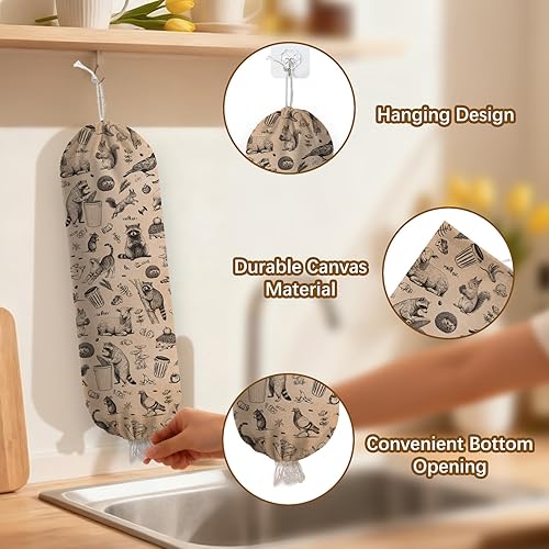 Miniatura 3 de Dispensador de bolsas de plástico, organizador de bolsas de plástico para comestibles y bolsas de basura de papel para montaje en pared,