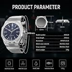 SAPPHERO Watches for Men Waterproof Men's Watch Stainless Steel Octagonal Date Quartz Fashion Clock Business Wristwatch Gift for Men Multiple Colors