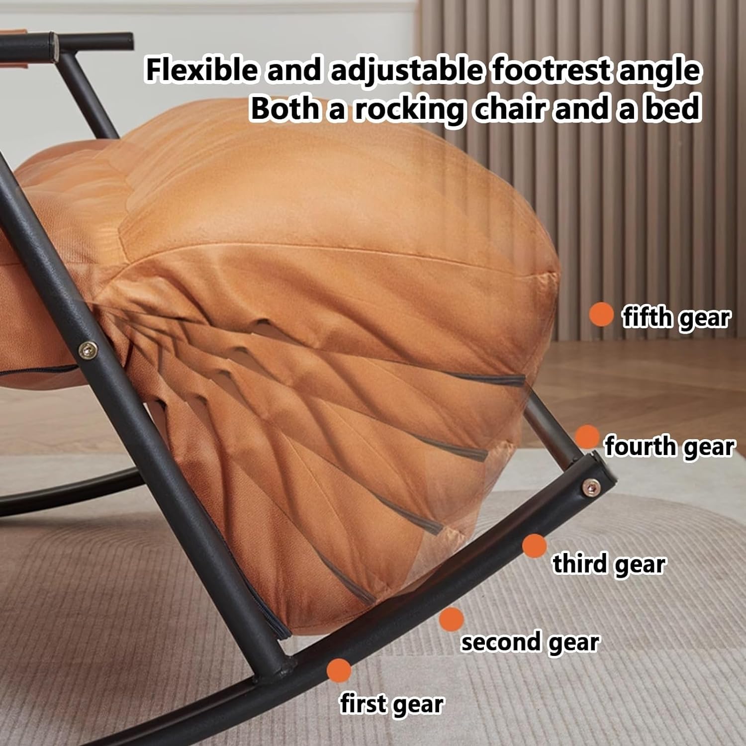 Juego de Mecedora y reposapiés de Ocio, Moderno sofá Tumbona Doble para Interiores con cojín, Mecedora de Dormitorio Transpirable, sillón reclinable de jardín al Aire Libre con reposabrazos,