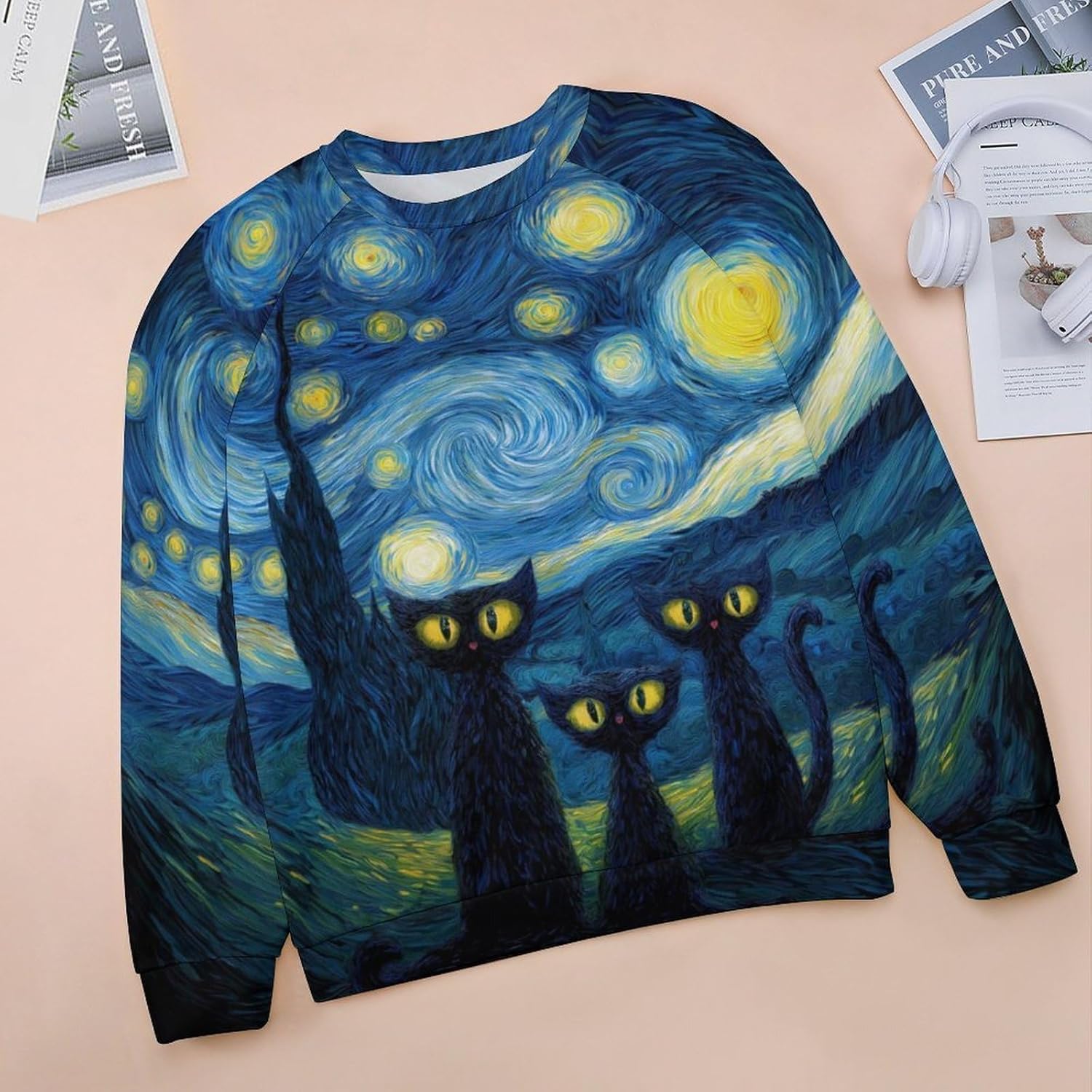 Sweatshirts for Women Starry Night Long Sleeve Casual Pullover - Image 3