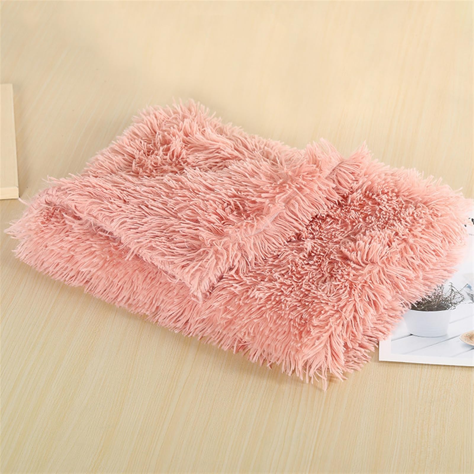 Wokuaile Puppy Blanket Pet Soft Fleece Dog Blankets Fluffy Warm Cat Kitten Throw Plush Washable Reversible for Large Medium Small Dog Peach, 54 x 78 cm — image 1
