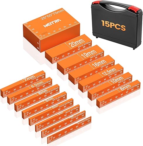 Miniatura 10 de Neitra Bloques de configuración para carpintería, juego de 15 bloques de calibre de altura de aluminio, herramientas de medición de carpintería,