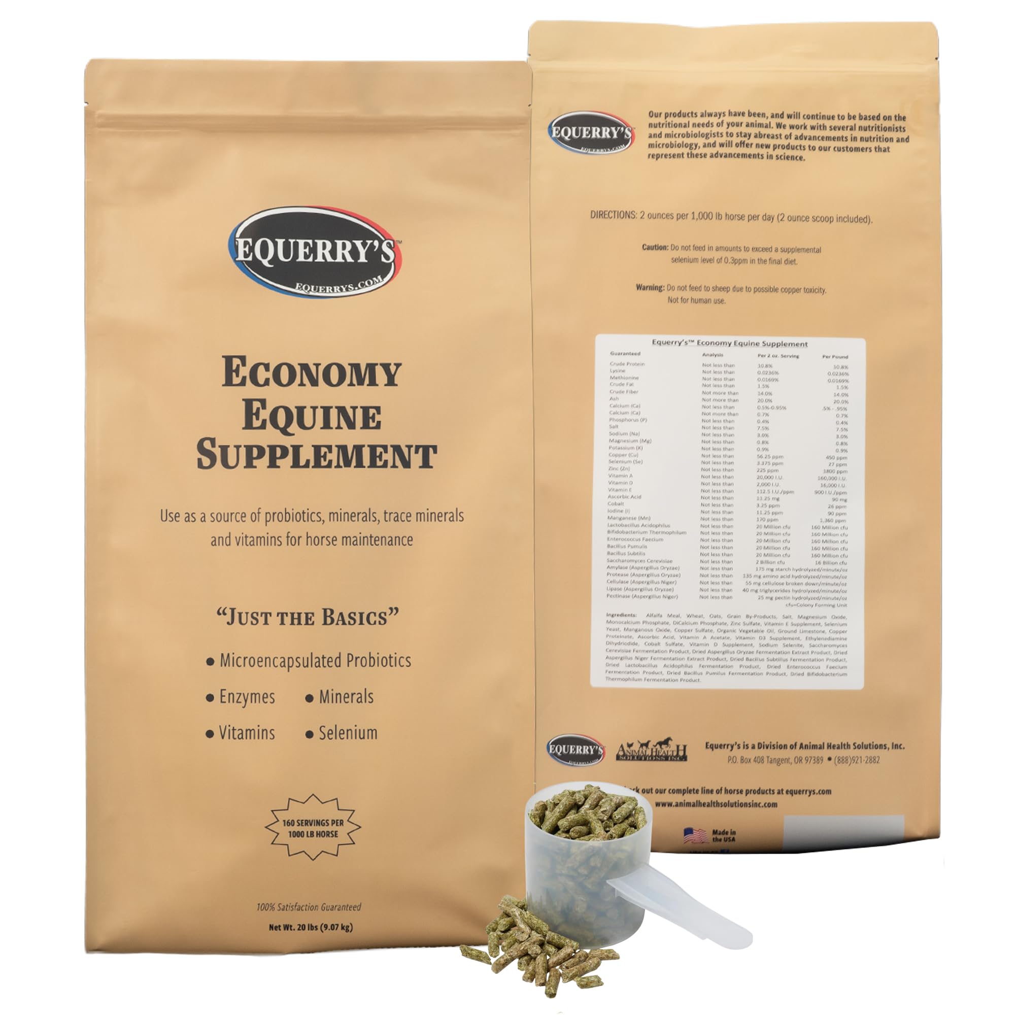 Economy Equine Supplement - Horse Probiotics | Supplement for Horses | Horse Vitamins and Minerals Supplement with Enzymes and Selenium,20lb