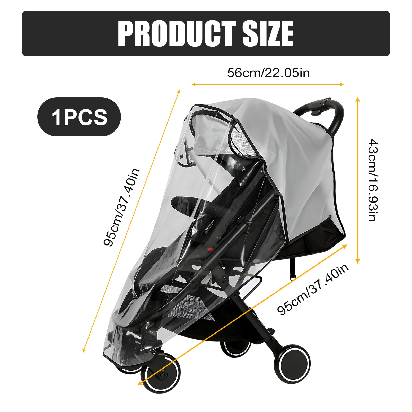Plastico Lluvia Silla Paseo Universal,Plástico Lluvia Silla Paseo Universal,Material Ecológico de PVC Transparente y Sin Rayar - Protector Impermeable Transpirable para Lluvia, Viento