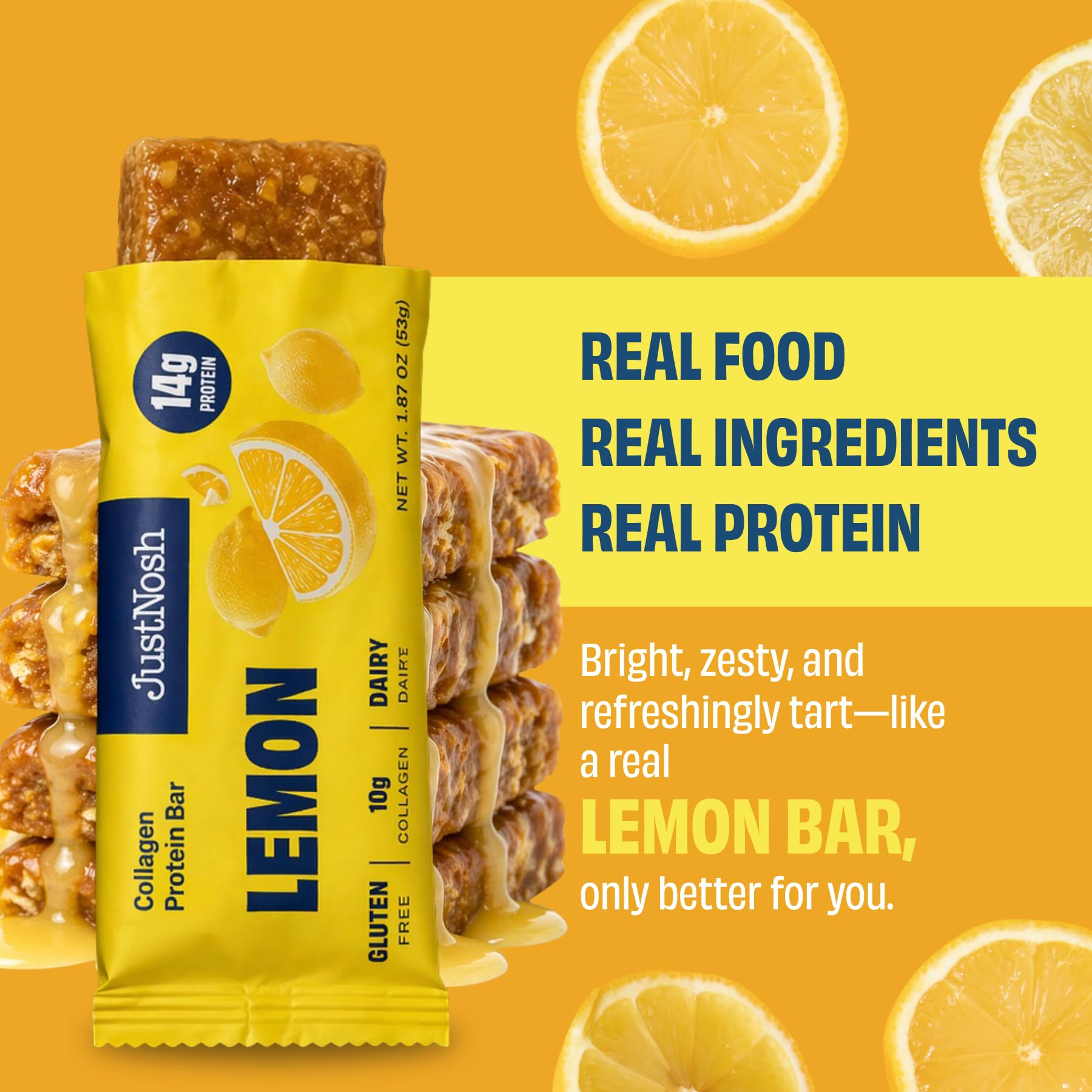 Amazon.co.jp: JUSTNOSH L​emon コラーゲンプロテインバー