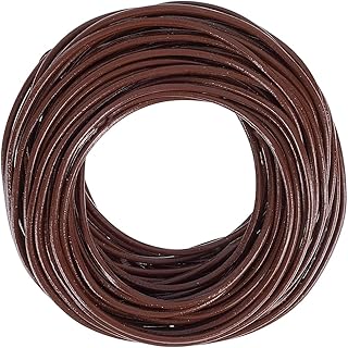 10.94 Yards 2mm Round Genuine Leather Cord Strap for Jewelry Making Cowhide Leather String Lace Cording Rope Braiding Strip Thread for Crafting Necklace Bracelets Wraps Beading(Brown)