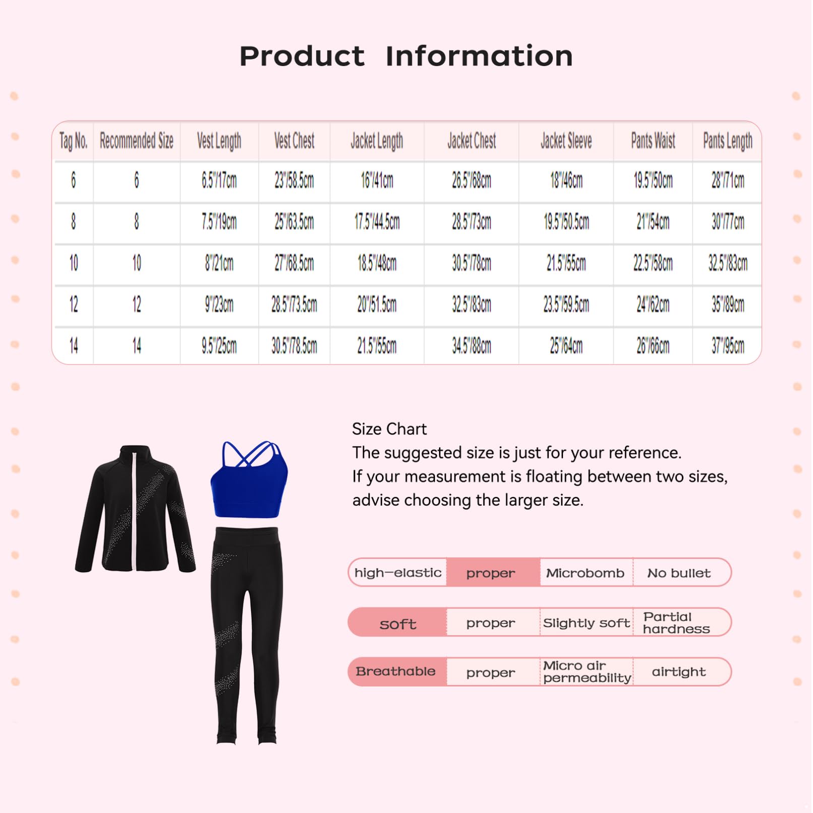 TiaoBug Enfant Fille Survêtement de Sport Veste Manches Longues Strass et Débardeur et Pantalon Legging Sport Ensemble Patinage Artistique Costume Compétition 5-14 ans