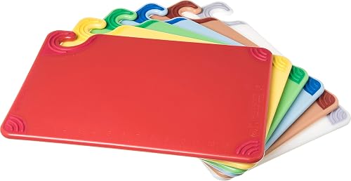 San Jamar Saf-T-Grip Plastic Cutting Board With Safety Hook, 12"