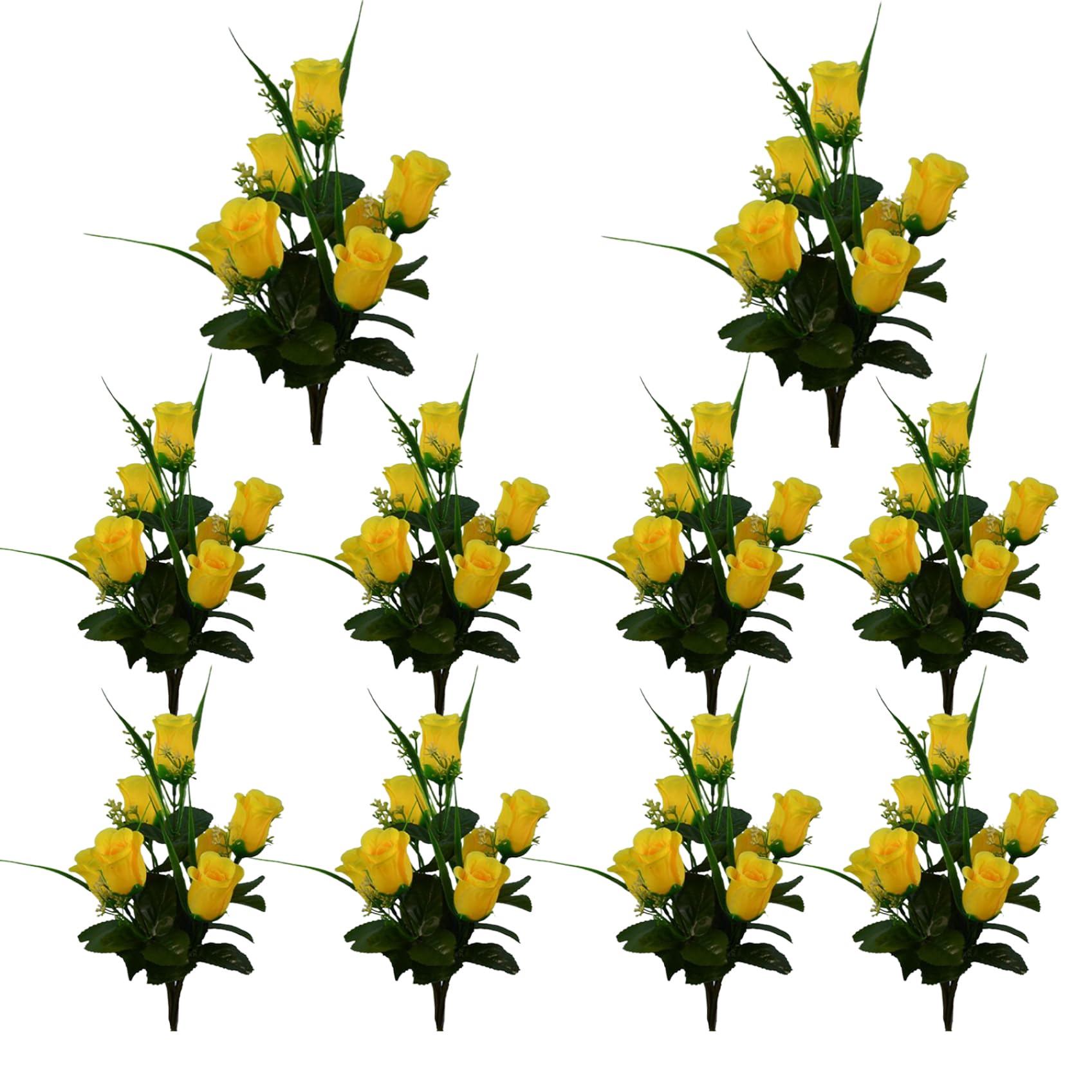 Rose artificielle en soie réaliste, 10 bouquets durables de 13,8 ''