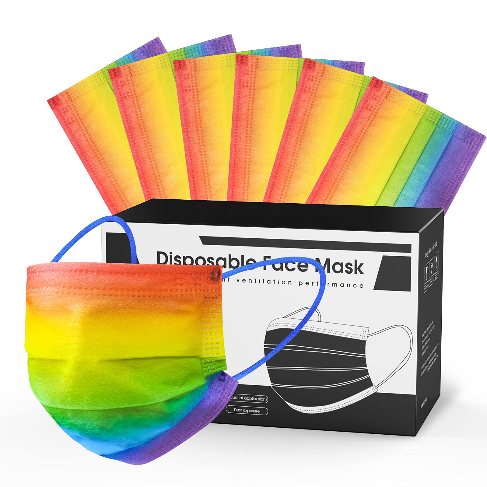 Hyegiir 3 Ply Disposable Face Masks, Breathable Individually Wrapped Non-woven Face Masks