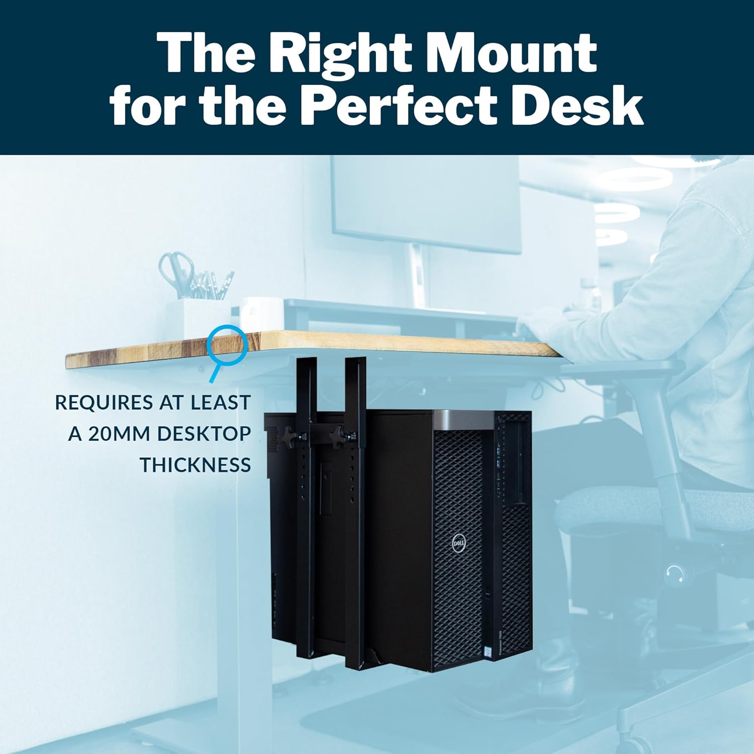 Vari Heavy Duty Adjustable Under-Desk PC Mount – Computer Case PC Holder for Work, Home Office, or Dorm – Supports Up to 35 lbs – Drill-in Installation Required