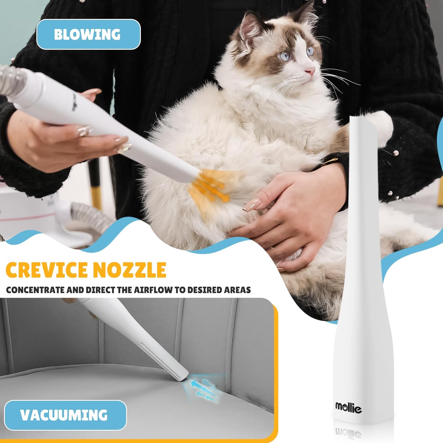 Massage dryer nozzle for pet grooming