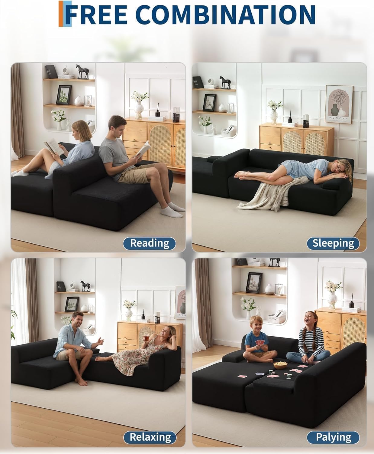 Acekool Sofá Esquinero Modular Estilo Nube 273 cm en Terciopelo Acanalado | Gran Chaise Longue a la Izquierda, Asiento Profundo, Entrega Compacta Sin Montaje