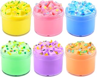 6 Pack Jelly Cube Slime, Soft and Glossy Clear Slime Kit, DIY Stress Relief Sludge Bubble Water Slime Toy, Birthday Gift Slime Party Favors for Girls and Boys