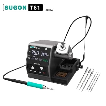 SUGON T61 Soldering Station 400W Compatible Soldering Iron Tip C470/245/210 Large Solder Joints Welding Rework Station(245+3Tips)