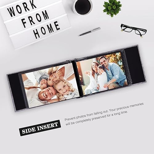 Miniatura 3 de Mublalbum Álbum de fotos pequeño de 4 x 6 pulgadas, 100 fotos, cubierta de lino, libro de fotos con 100 bolsillos horizontales para aniversario