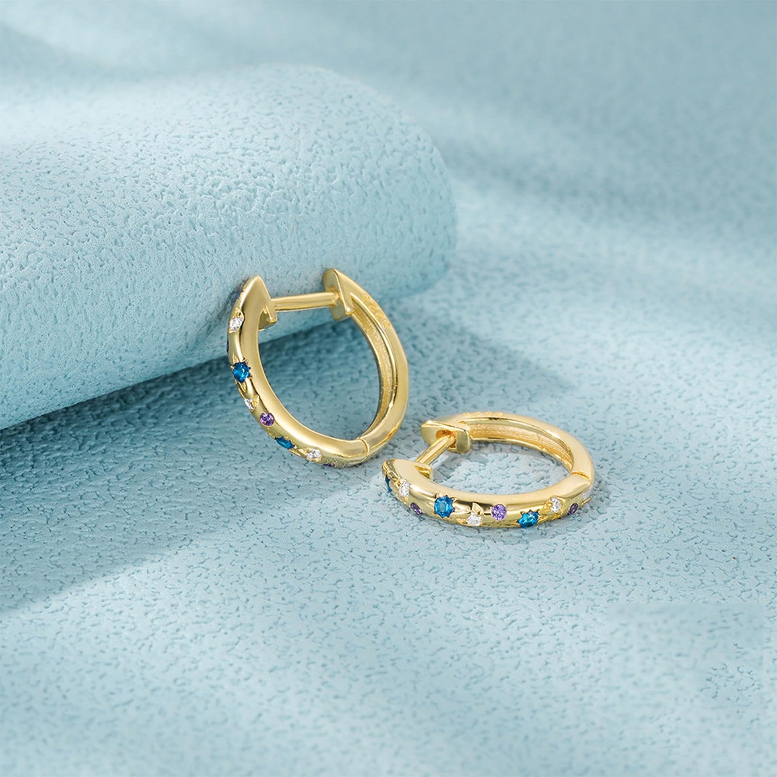 Orecchini Argento 925 Zircone Intarsiato Oro Orecchini Da Donna A Cerchio