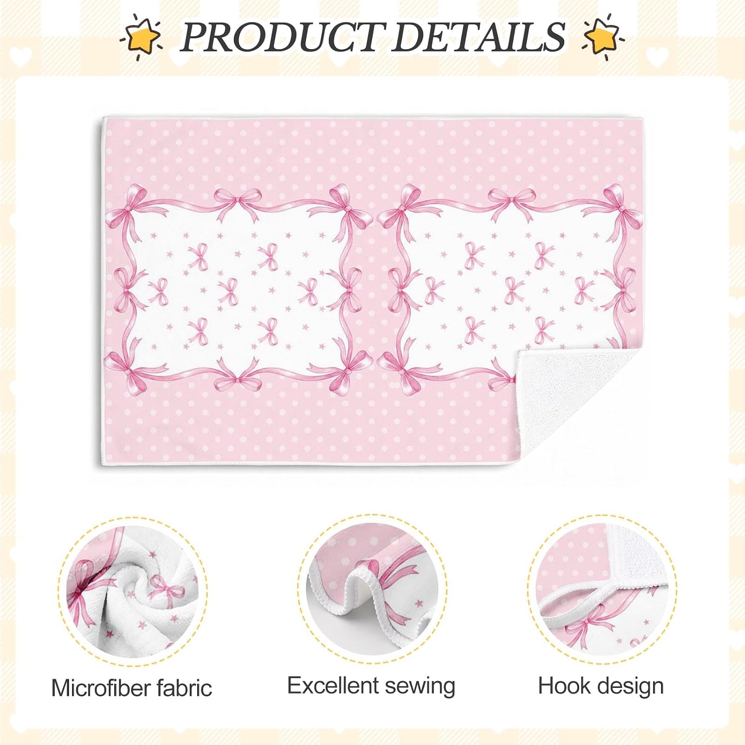 Pink Bow Kitchen Decor, Pink Kitchen Dish Towels, 12 Pack