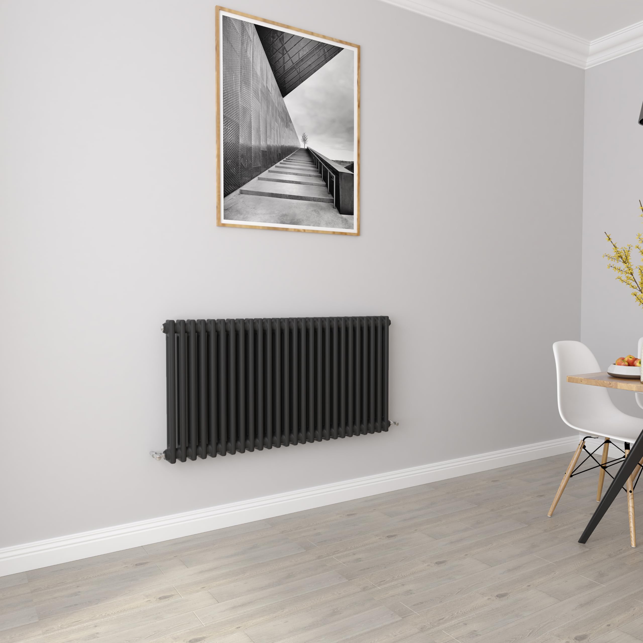 Biubiubath Black 600x1190mm Cast Iron Horizontal Double Column Traditional Central Heating Radiators