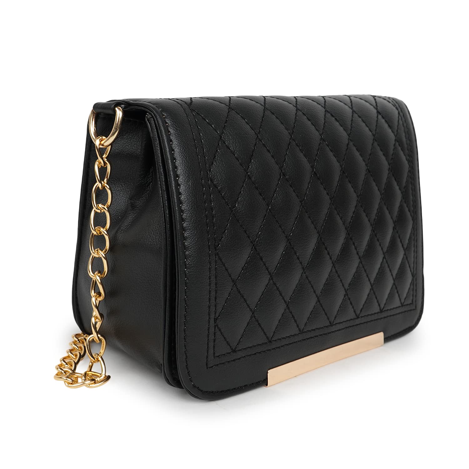 Vegan Leather Stylish Unique Design Trendy Classy Look Fancy Gold Chain Strap Crossbody Hobo Sling Bag For Women-image-16