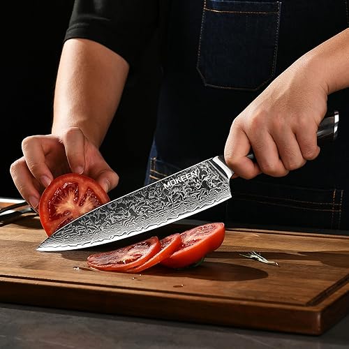 Miniatura 7 de Cuchillo de chef  Cuchillo de cocina VG10 de acero Damasco de 67 capas, cuchillo japonés de 8 pulgadas para cortar carne y verduras, cuchillo de