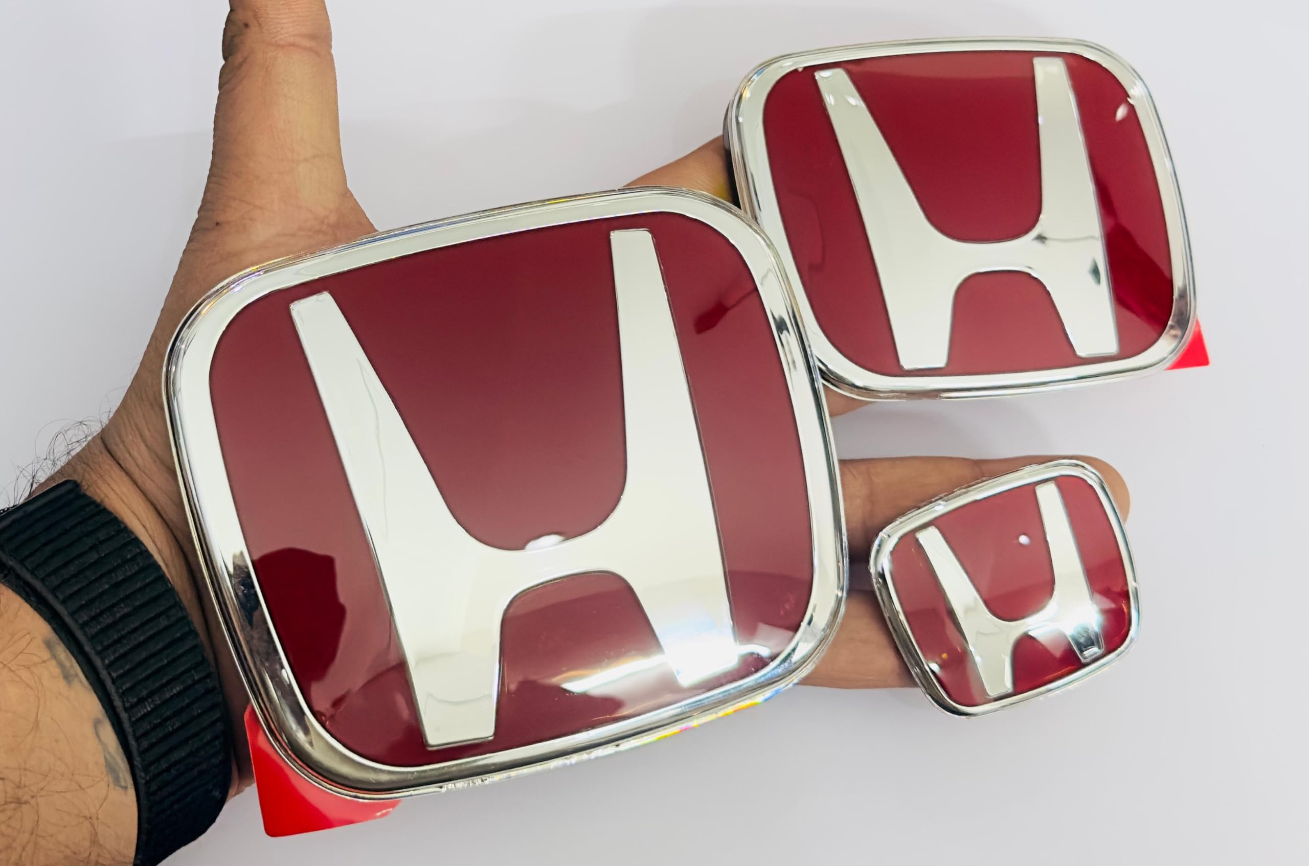 Car Red 3PC Badge Logo Emblem 3D Badge Auto Racing Sport Sticker Compatible with H-onda Grand Tourer Decal Replacement Logo for Car.-image-33