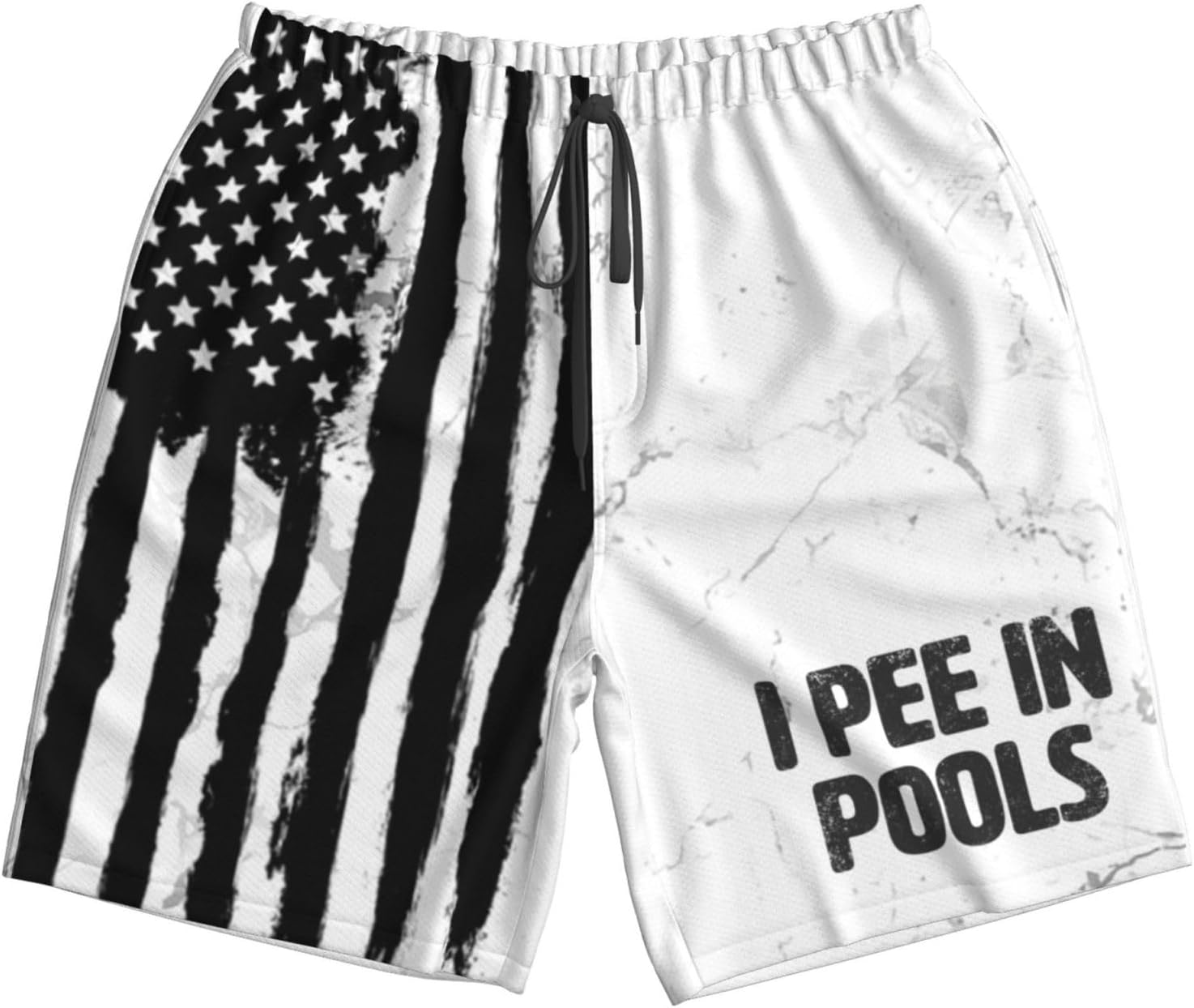 I Pee in Pool Funny Swimming Men's Swim Trunks Board Shorts Swimwear Funny Men's Beach Shorts L