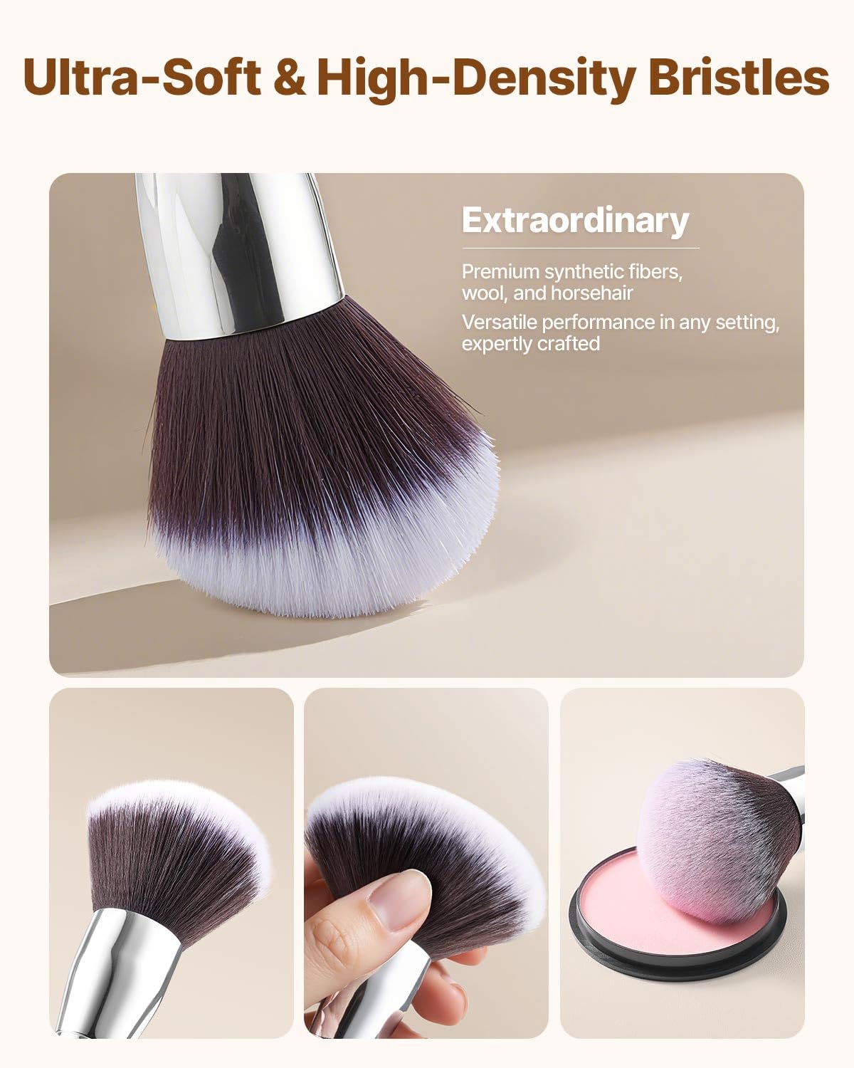 VEVOR 34-Piece Makeup Brush Set, Professional Brushes Kit for Foundation Blending Eyeshadow Concealer Blush - Image 3