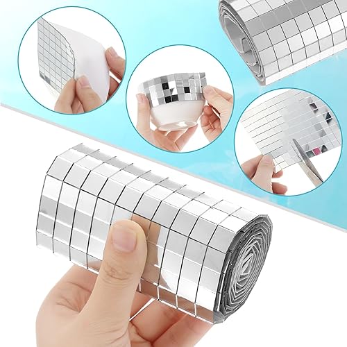 Miniatura 3 de 5000 azulejos de espejo de discoteca de 0.394 x 0.394 in autoadhesivos, hoja de azulejos de bola de discoteca de espejo plateado, azulejos cuadrados