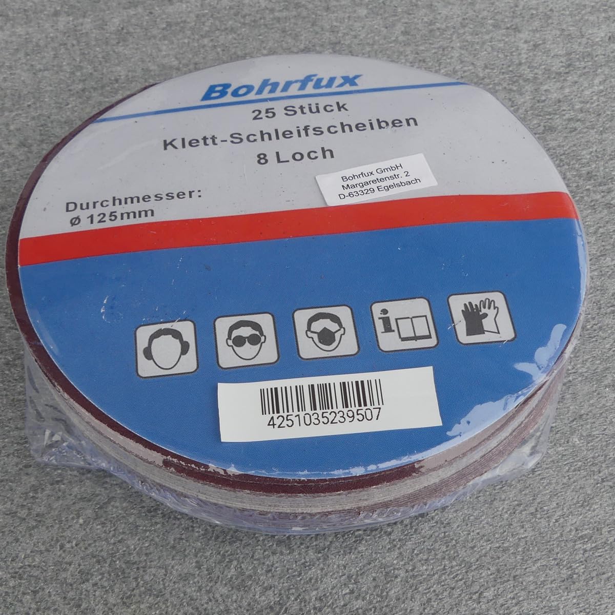 25 dischi abrasivi KleTT Ø 125 mm con 8 fori, grana P240, carta vetrata per cartongesso, levigatrice eccentrica, Bosch Fux