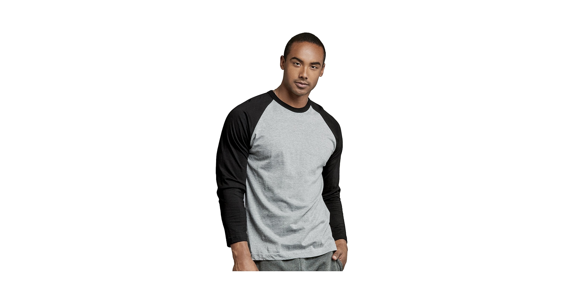 TOP PRO Men's Full Length Sleeve Raglan Cotton Baseball Tee