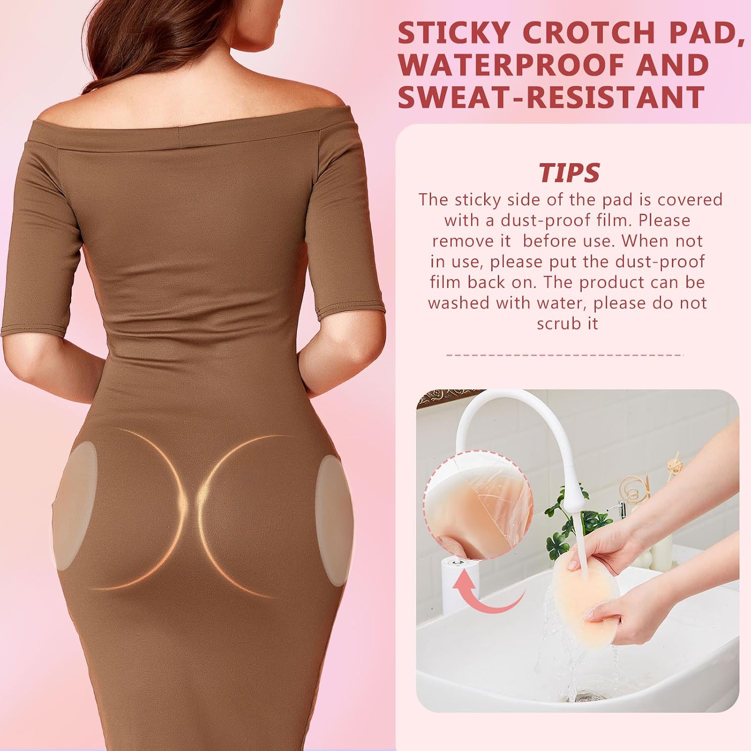 Shyyween 2 Pair Silicone Hip Dip Pads Adhesive Shapewear Butt Pads for Women Reusable Hip Dip Corrector for Crossdressers Underwear (Oval)