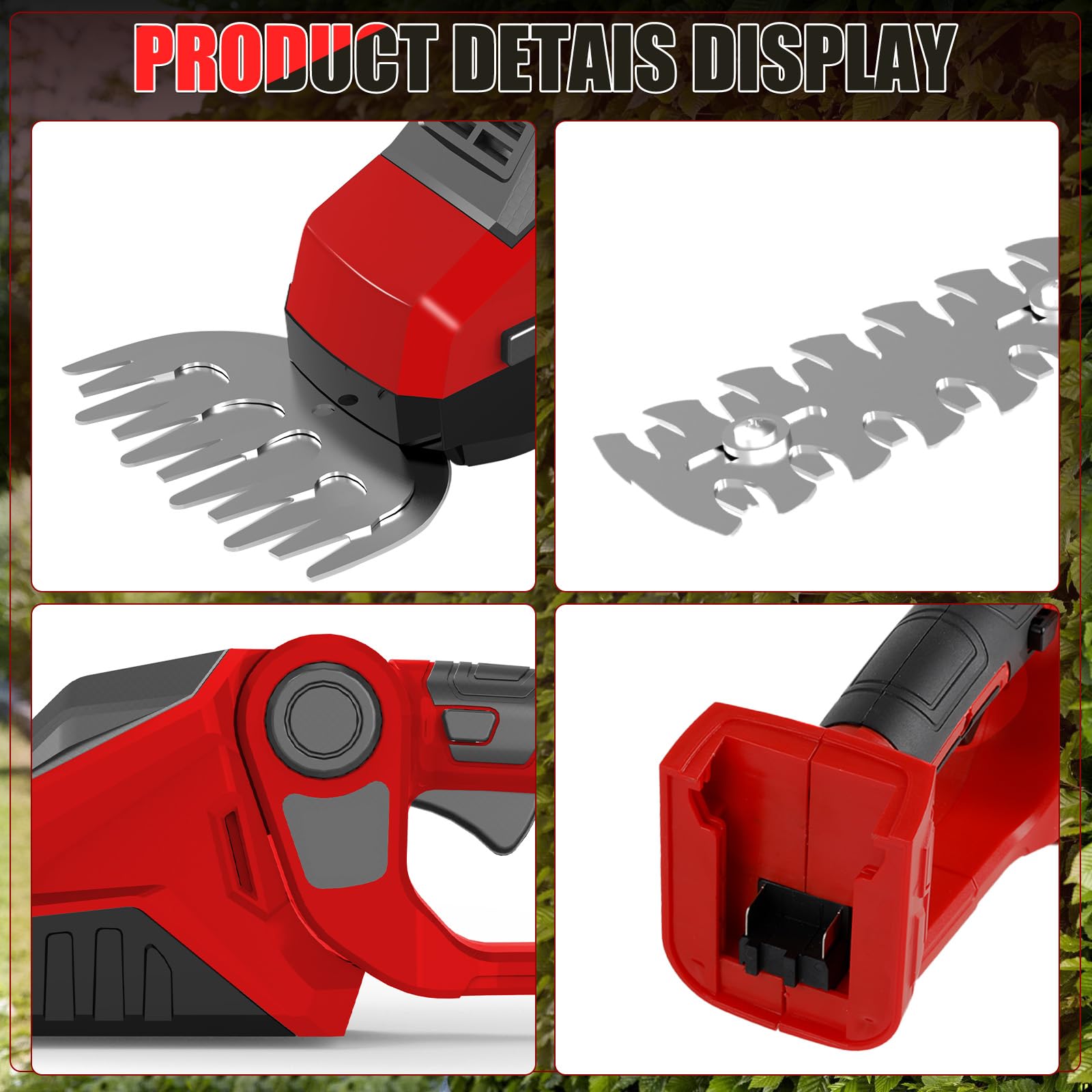 Tijeras Cortasetos y cortacésped inalámbricas 2 en 1 Compatible con Milwaukee 18V batería, Tijeras cortacésped 90° Ajustables de 150W con 2 Cuchillas para Cortar arbustos y césped (sin batería) | Recortadora eléctrica de arbustos, 90° ajustable, con 2 cuc