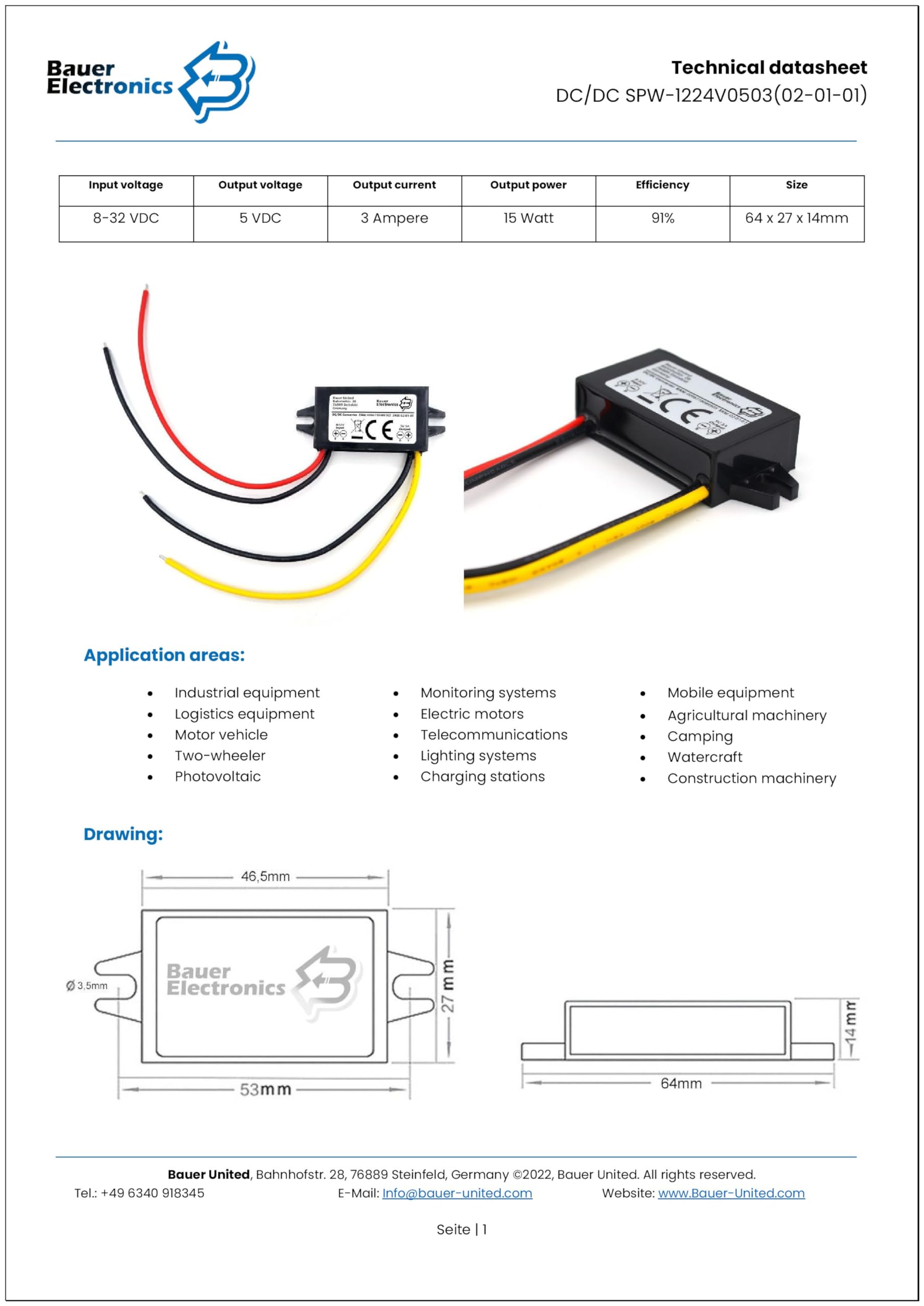 Convertitore DC-DC 8-32V A 5V USB - 3A 15W, Impermeabile IP68, Per Auto, Barche, Camper - Foto 14