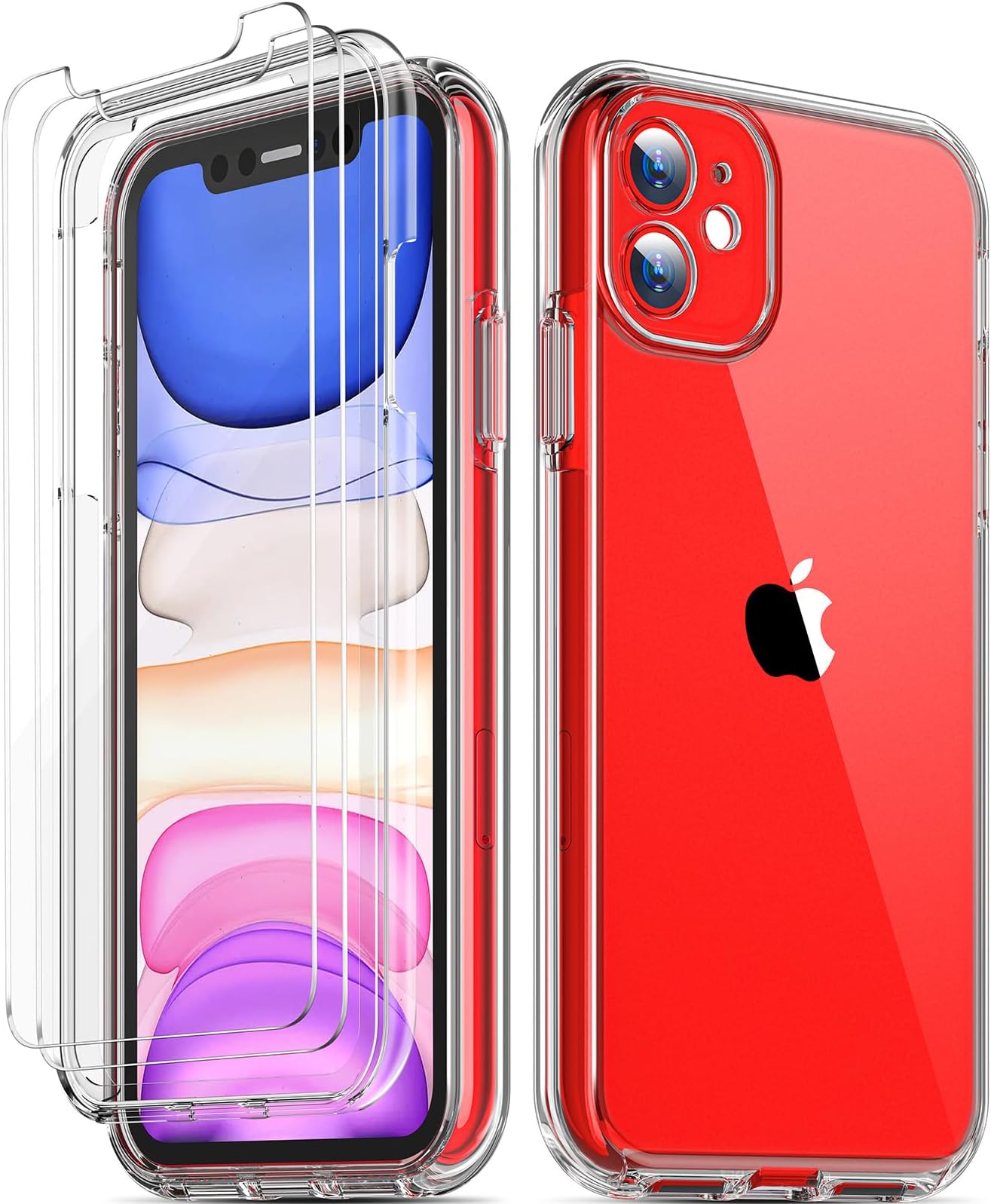 COOLQO for iPhone 11 Case Non-Yellowing Screen Protector + Camera Protection Dual-Layer Military Grade 17 FT Drop Shockproof Protection Phone Cover Clear