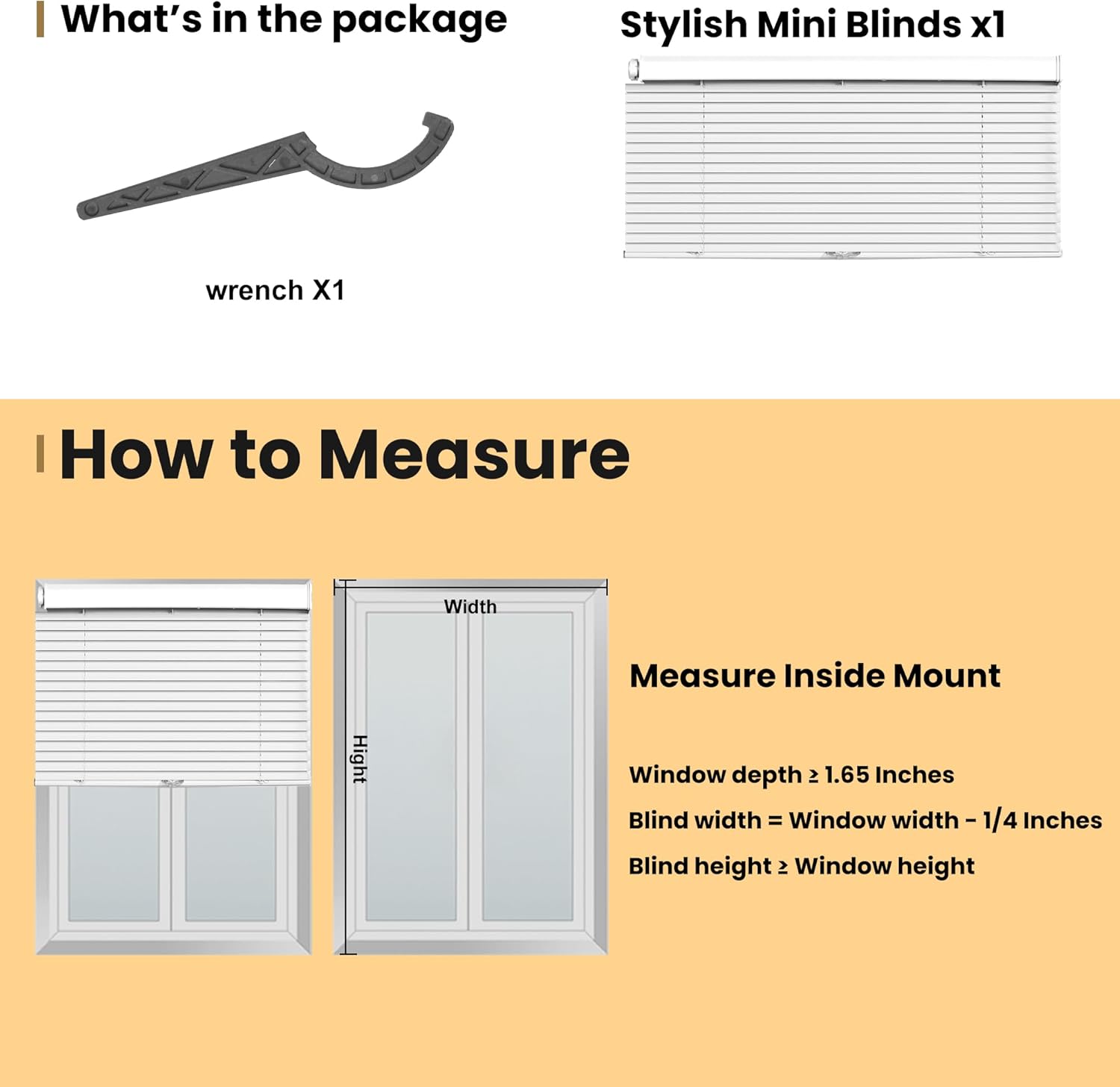 No Tools Cordless Aluminum Mini Blinds for Windows 1" No Drill Metal Room Darkening Horizontal Window Blinds No Screws Venetian Custom Window Shades for Home Office Door,Beige,28" W x 64" H