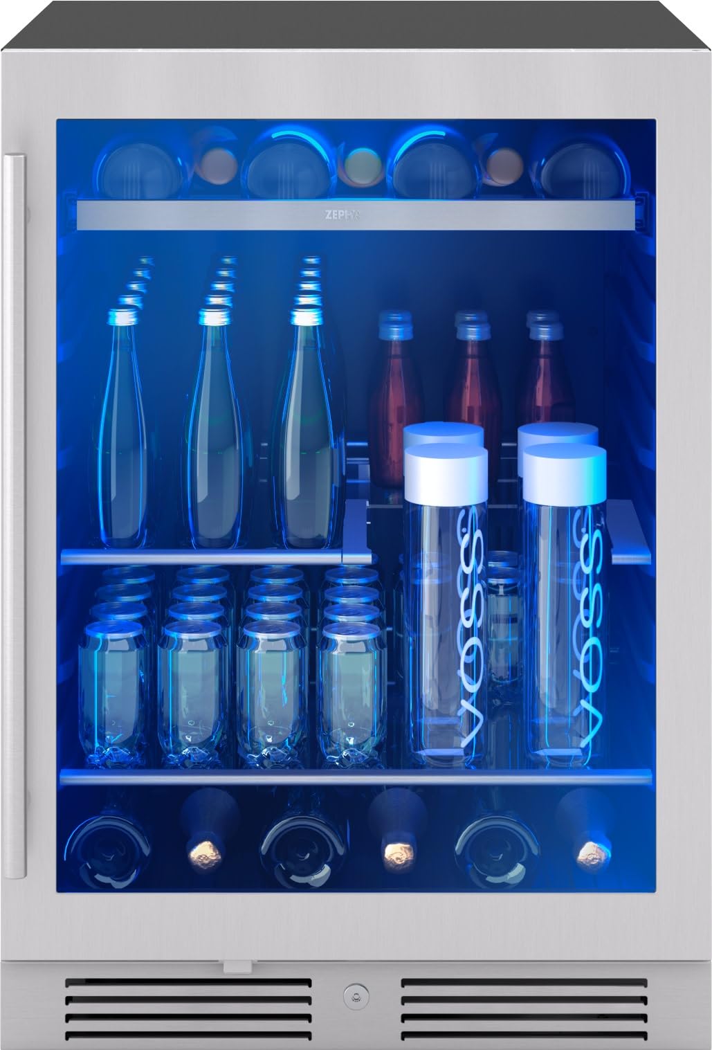 Zephyr Presrv 24 Inch Beverage And Wine Fridge Single Zone Under Counter, Built-In Drink Refrigerator, 7 Bottles, 108 X12oz Cans on Fridge.com - View 2