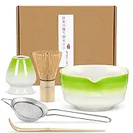 Matcha Whisk Set, Premium Ceremonial Grade Matcha Set Includes Matcha Bowl, Bamboo Scoop, Matcha Powder Sifter, Matcha Whisk and Holder for Matcha Lovers
