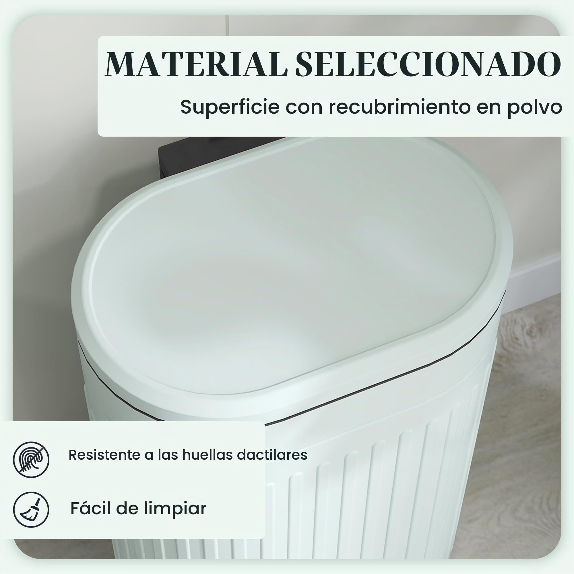 HOMCOM Papelera con pedal 30L, antihuellas, tapa soft-close, verde claro | Papelera de cocina metálica, pedal, cubo interior extraíble
