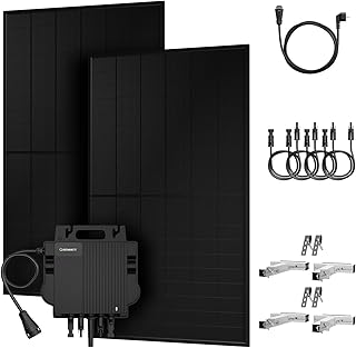 Powerness® 1000Wp Balkonkraftwerk Basic Kit – Growatt NEO 800W Mikro-Wechselrichter, 2× 500W Black Bifaziale Module, Balkon Haken Silber Halterung, App-Steuerung, Plug&Play (0% MwSt)