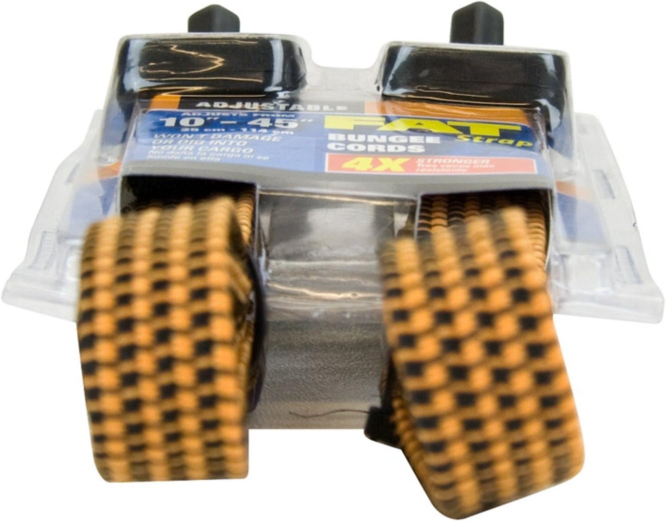 Highland (1163100) Black/Orange 10" - 45" Adjustable Fat Strap Bungee Cord - 2 Piece